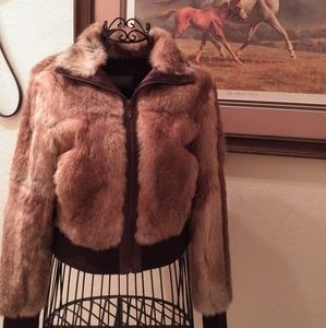 Vintage 80s90s Wilson's Leather Rabbit Fur Jacket